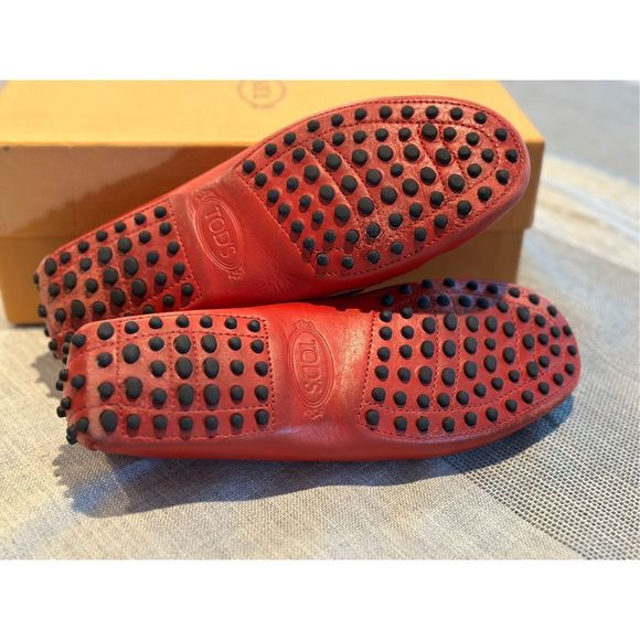 Tod's Red Leather Loafers - Picture 8 of 10